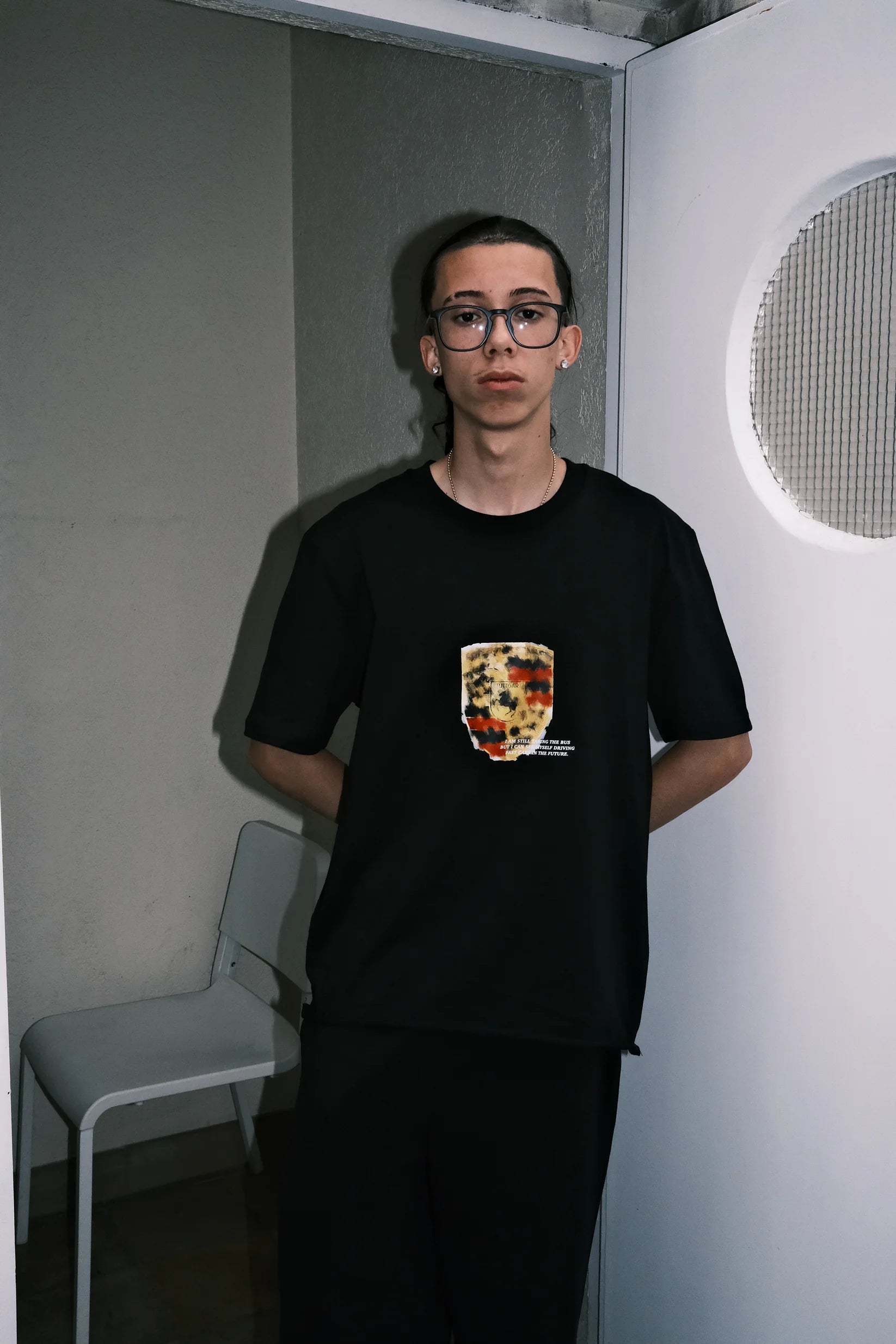 DREAMINGBUSY Blurry Fast Car Logo T-Shirt Black