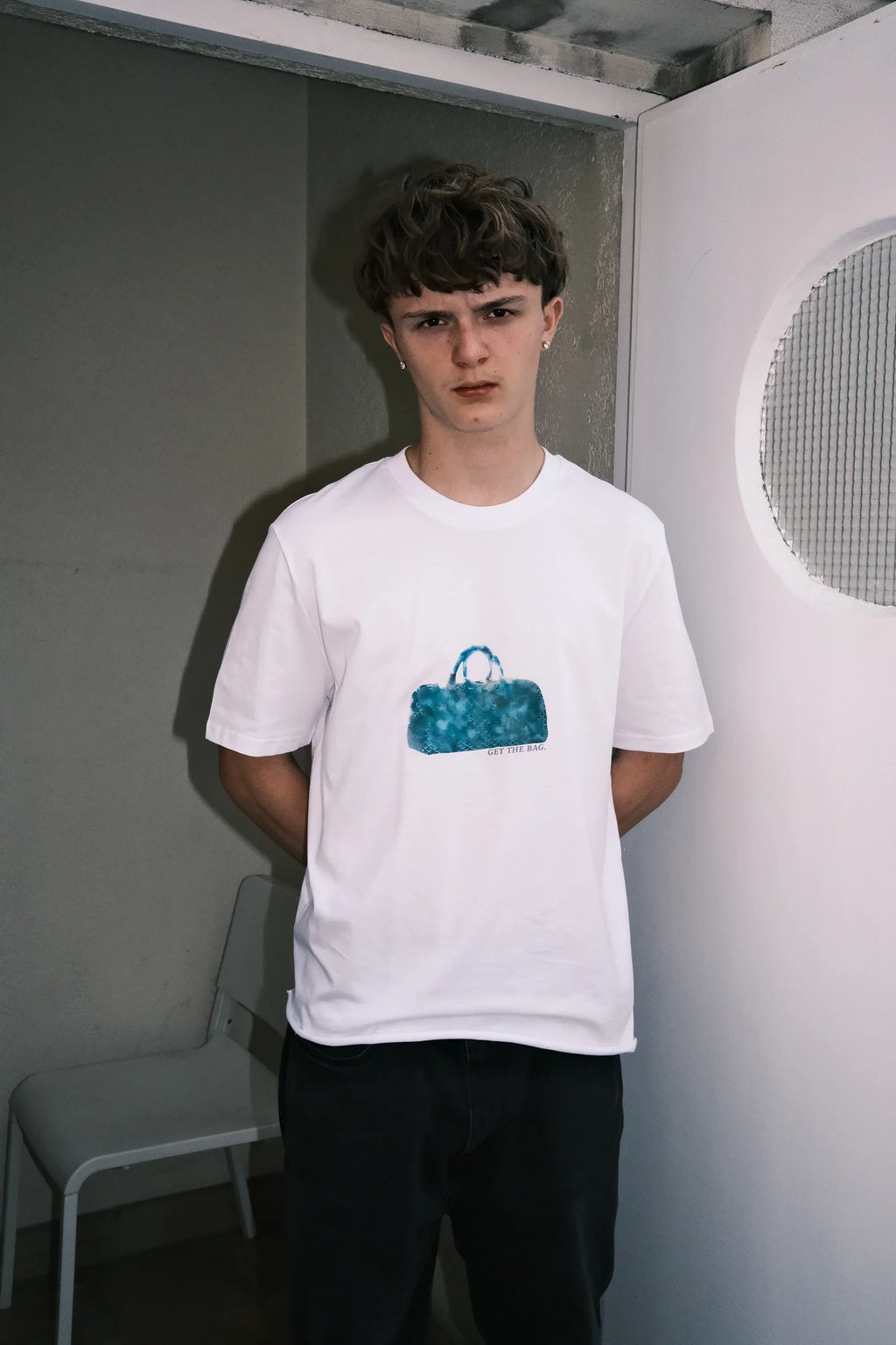 DREAMINGBUSY Blurry Go Yard Get The Bag T-Shirt White