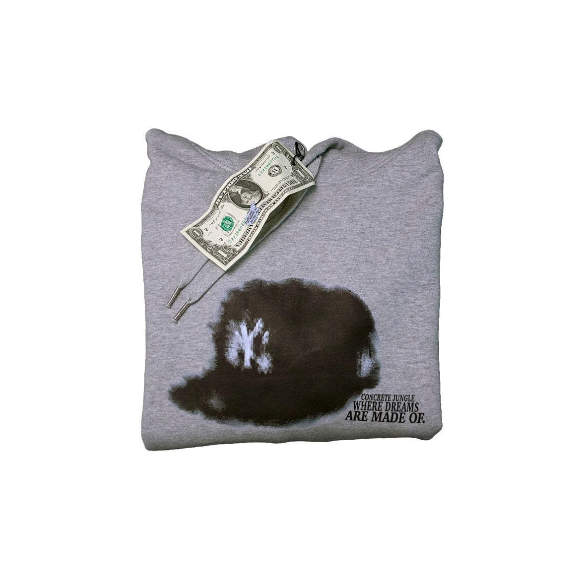 DREAMINGBUSY Painted Yankee Cap Hoodie Grey