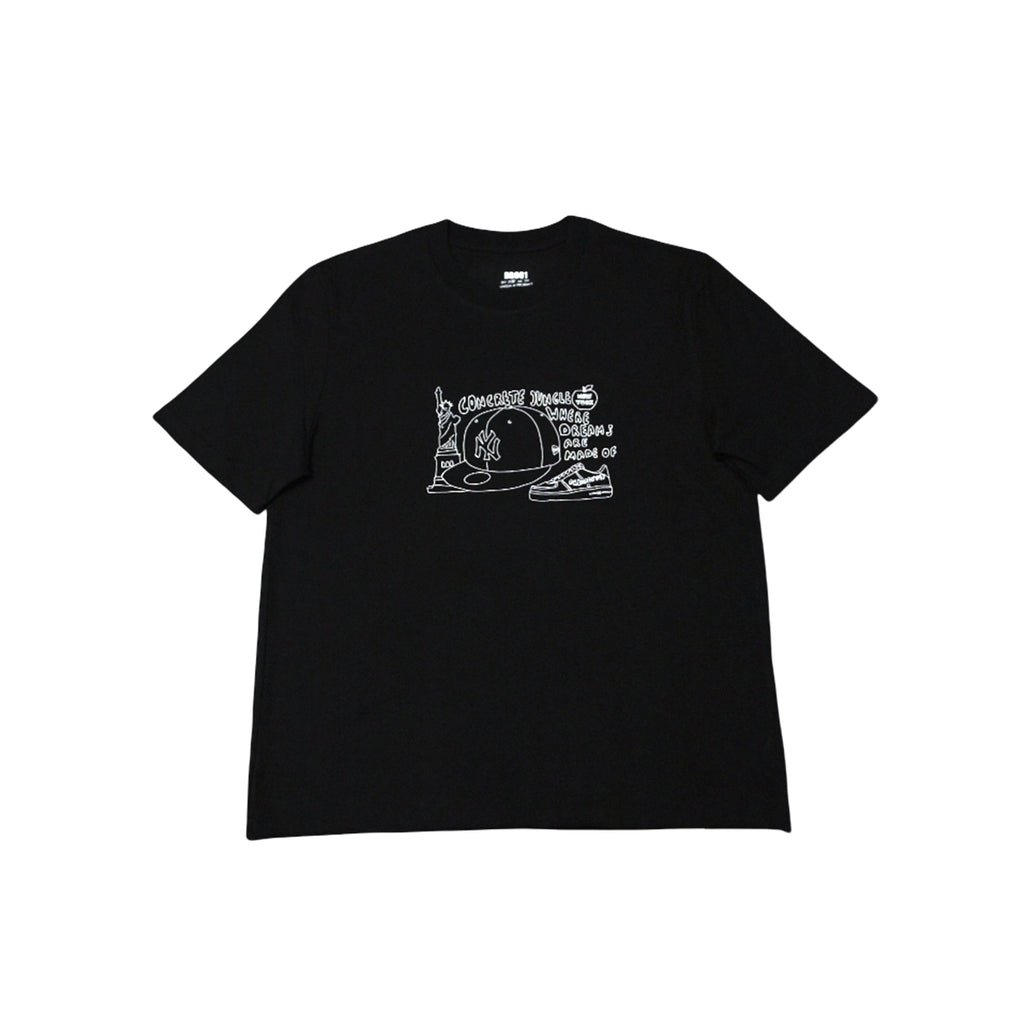 DREAMINGBUSY Concrete Jungle Sketch T-Shirt Black