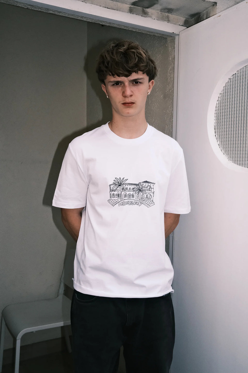 DREAMINGBUSY Dream Mansion Sketch T-Shirt White