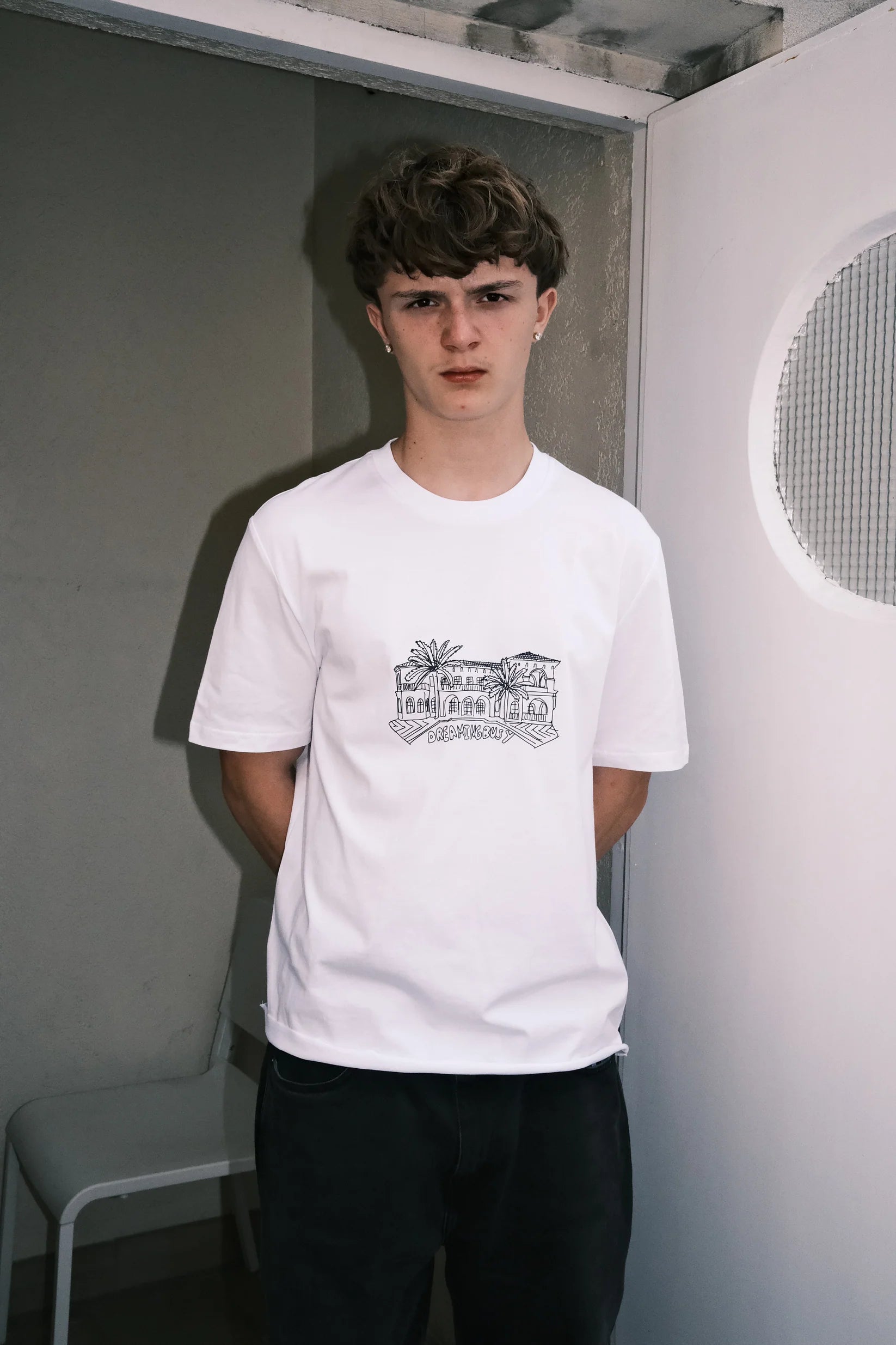 DREAMINGBUSY Dream Mansion Sketch T-Shirt White