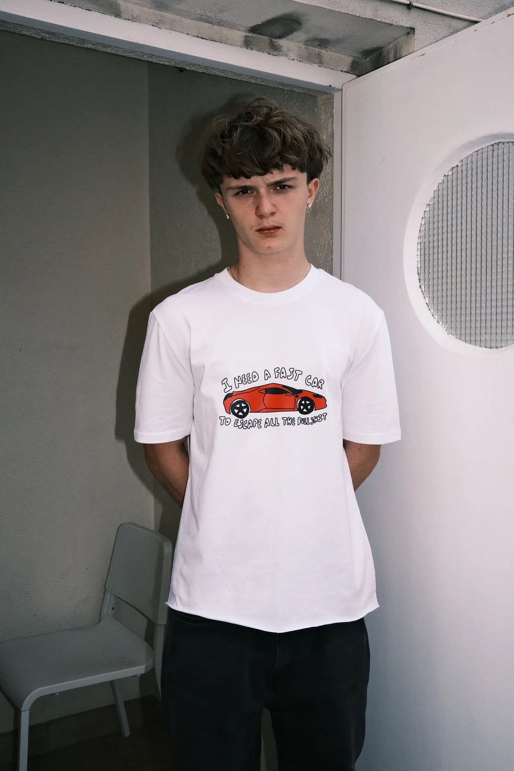 DREAMINGBUSY Fast Car To Escape Bullshit T-Shirt White