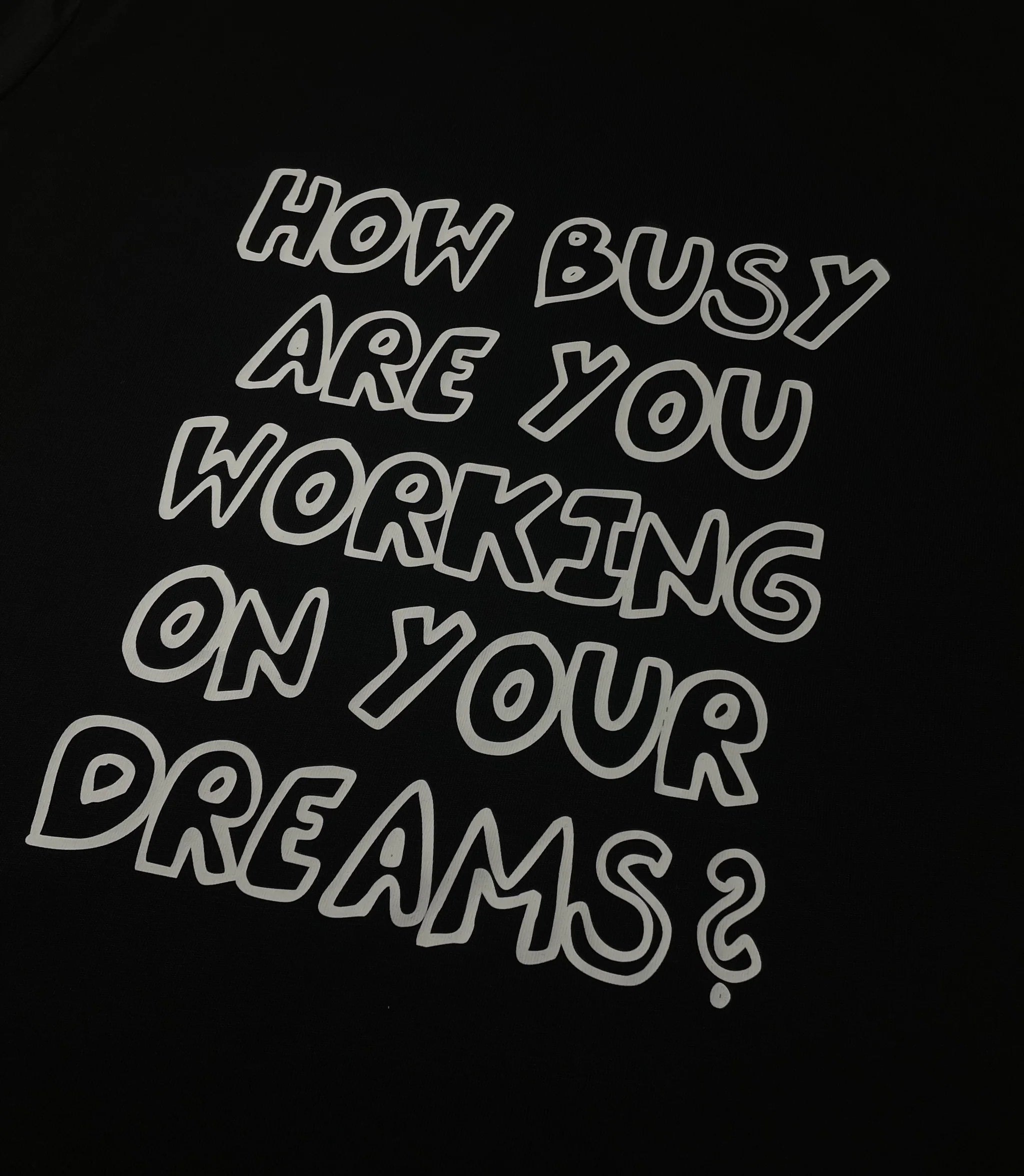 DREAMINGBUSY How Busy Big Sketch T-Shirt Black