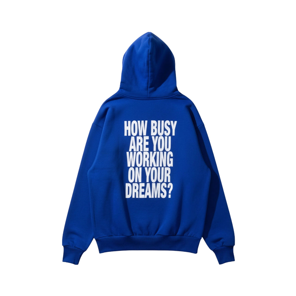 DREAMINGBUSY Slogan Hoodie Blue