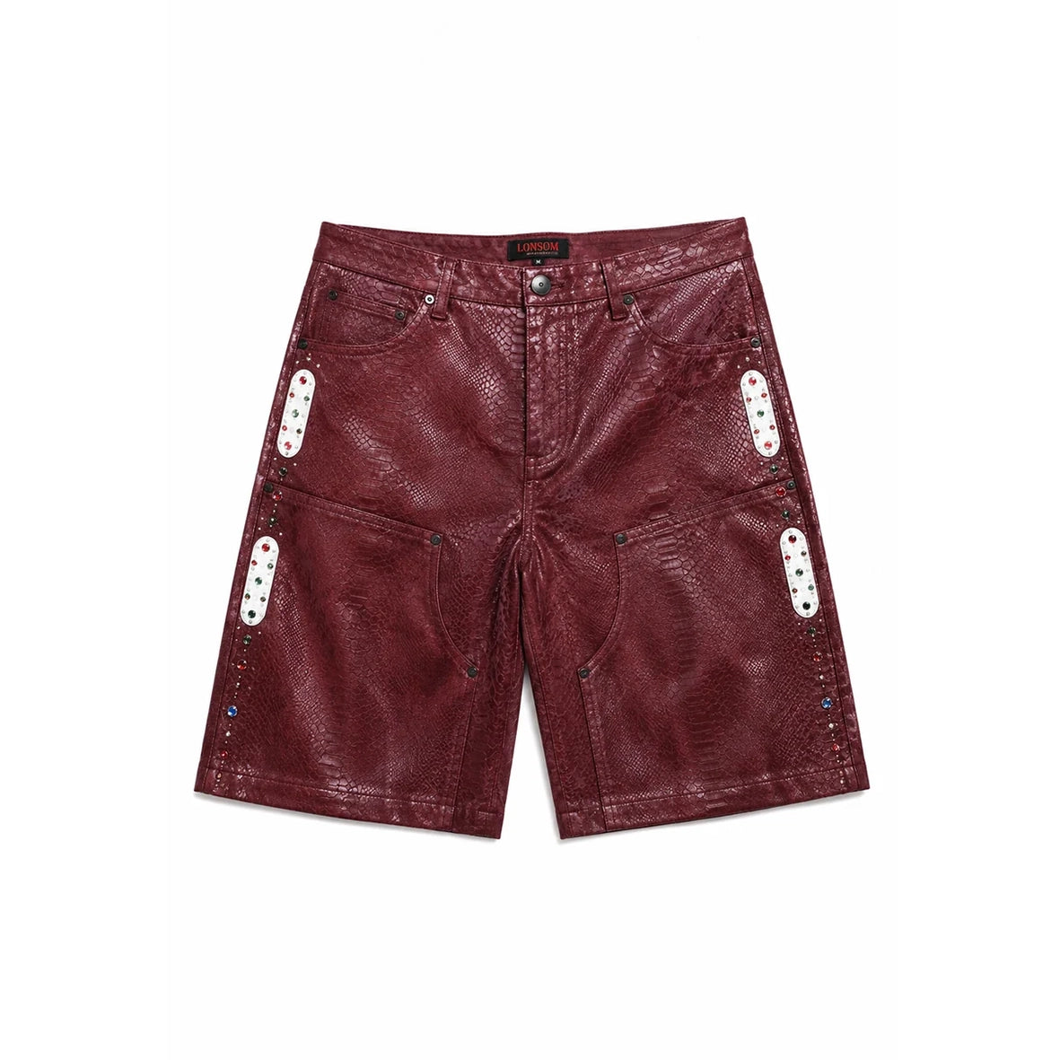 LONSOM Fantasy Leather Shorts Burgundy