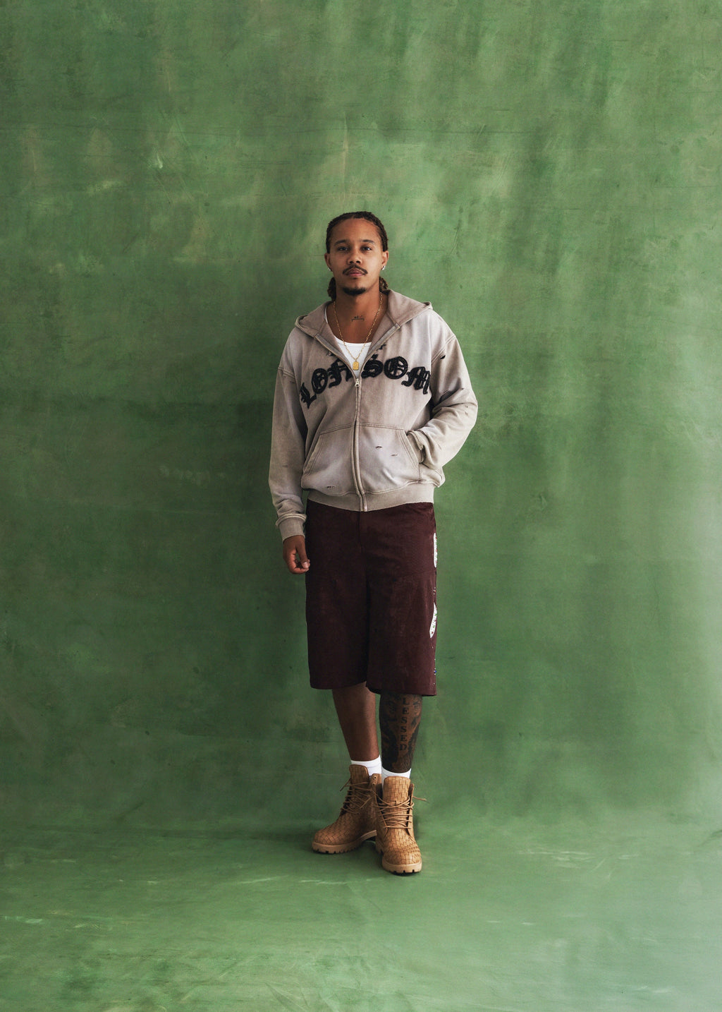 LONSOM Fantasy Leather Shorts Burgundy