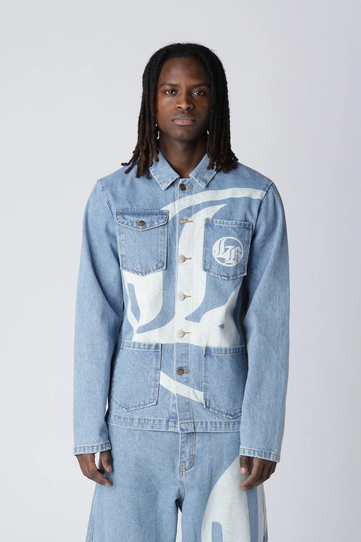 LOST BOYS ARCHIVES Logo Denim Jacket Light Blue