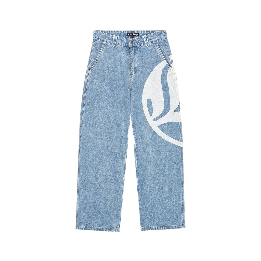 LOST BOYS ARCHIVES Logo Denim Jeans Light Blue