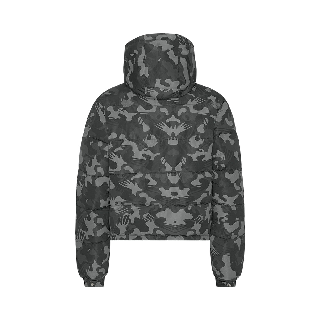 LOST BOYS ARCHIVES Puffer Jacket Black Logo Camouflage