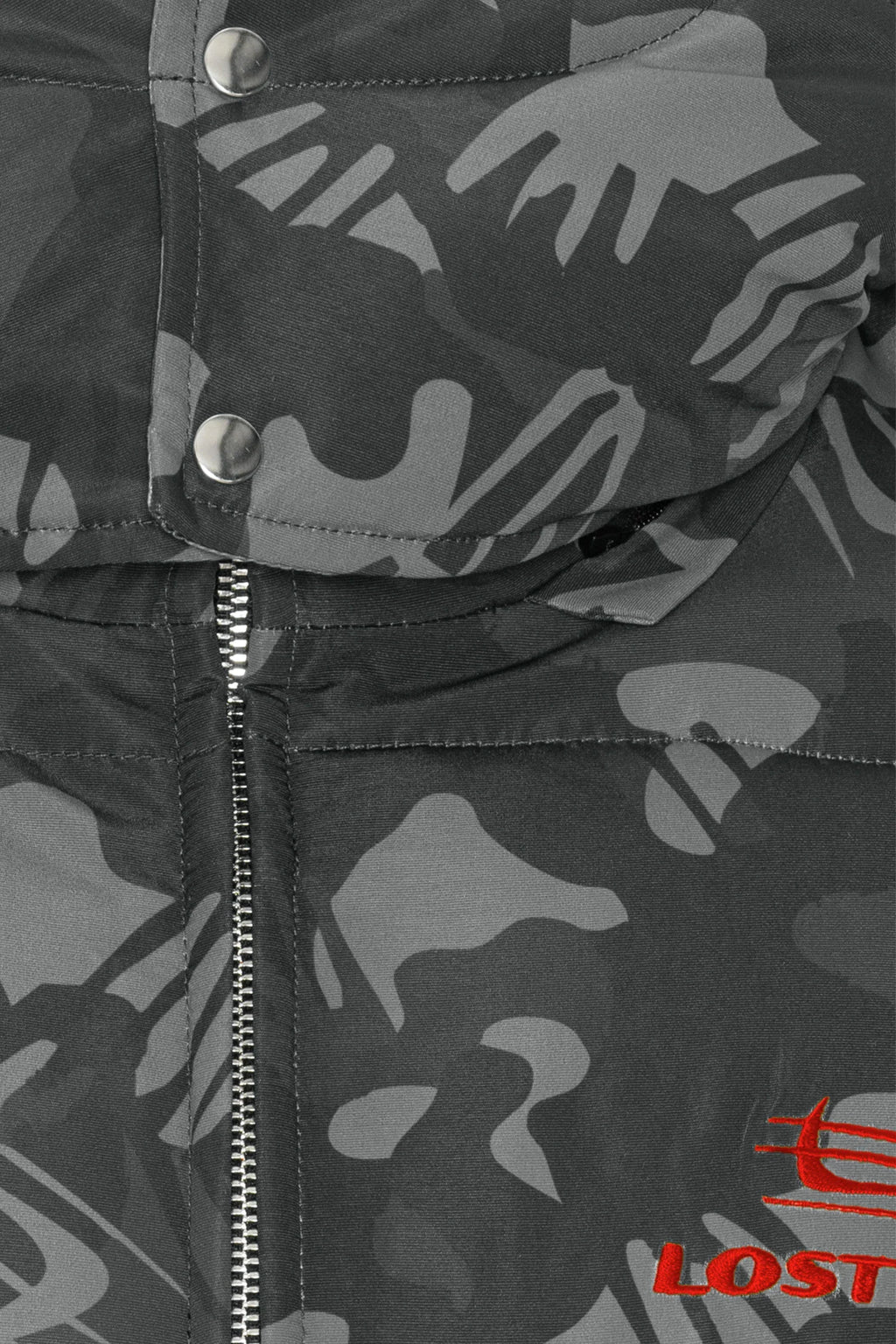 LOST BOYS ARCHIVES Puffer Jacket Black Logo Camouflage
