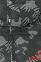 LOST BOYS ARCHIVES Puffer Jacket Black Logo Camouflage