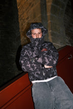 LOST BOYS ARCHIVES Puffer Jacket Black Logo Camouflage