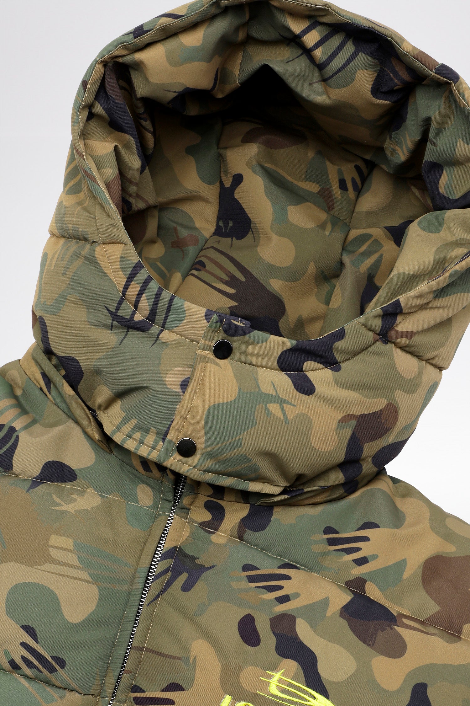 LOST BOYS ARCHIVES Puffer Jacket Green Logo Camouflage
