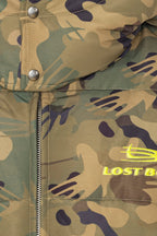 LOST BOYS ARCHIVES Puffer Jacket Green Logo Camouflage