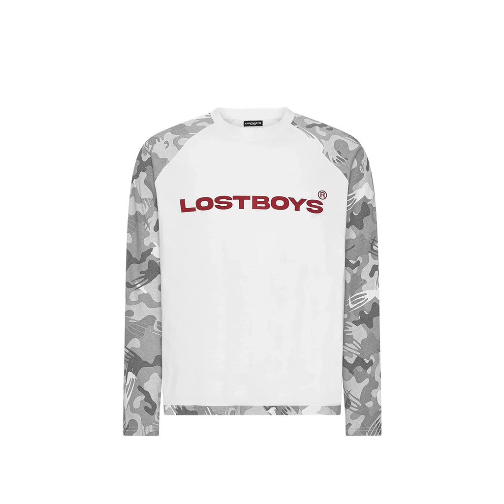 LOST BOYS ARCHIVES Script Logo Raglan Longsleeve Snow Camouflage