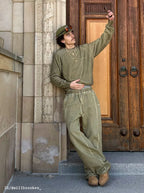 MOONLIGHT MANSION Washed Line Sweatpants Desert Yellow