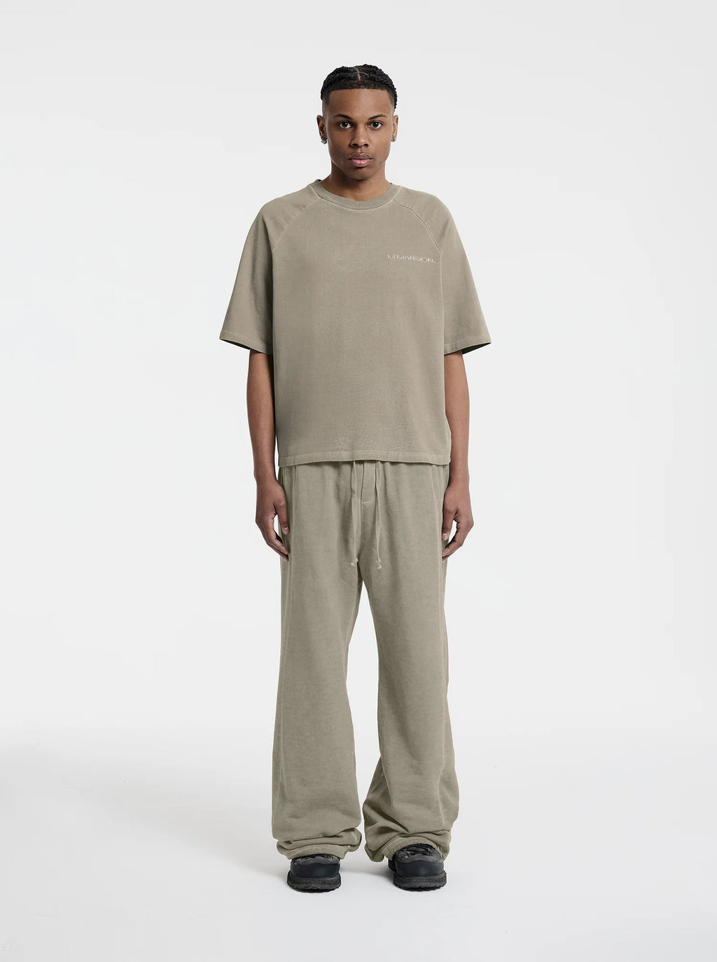 MOONLIGHT MANSION Washed Line T-Shirt Desert Yellow