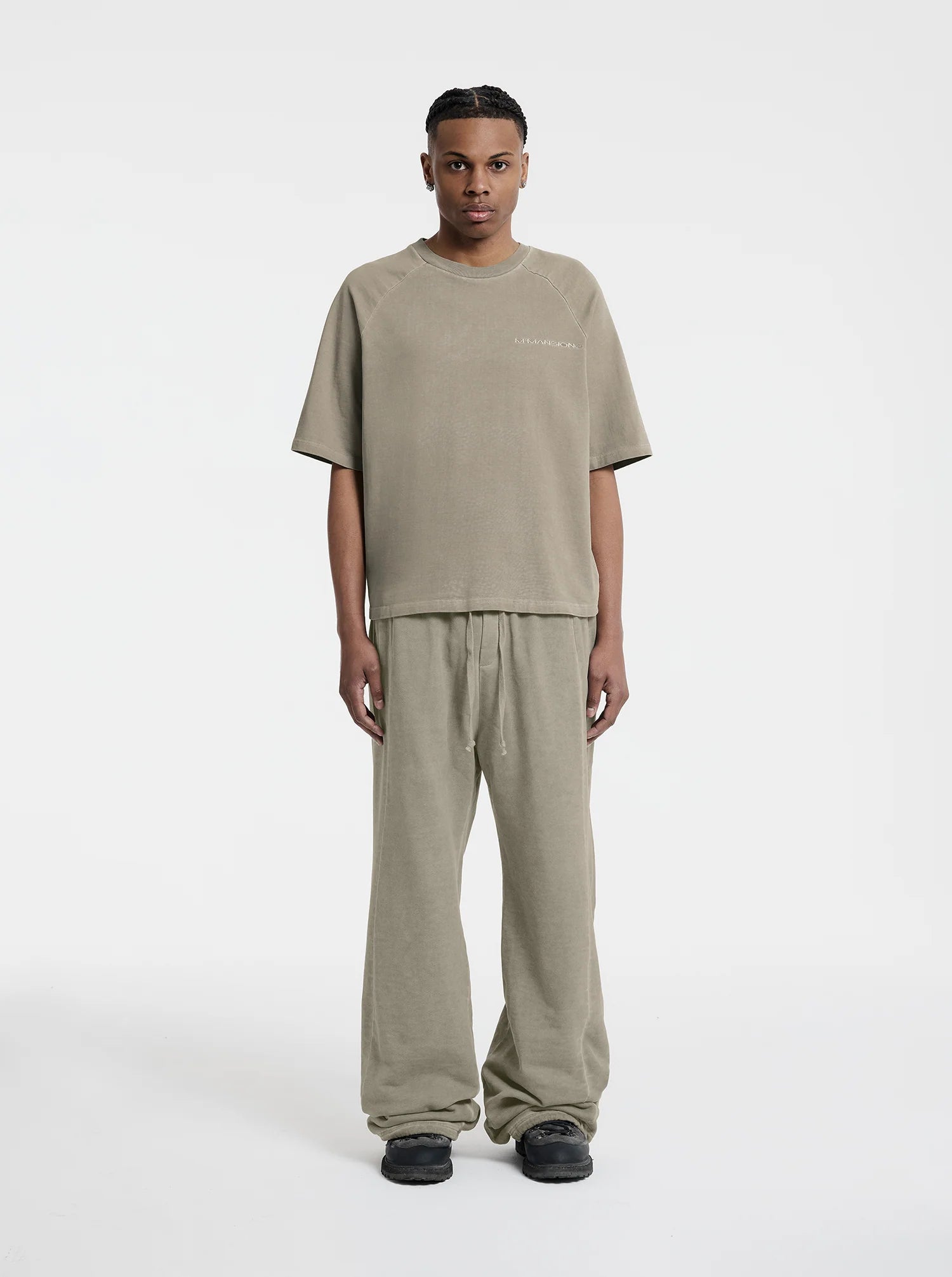 MOONLIGHT MANSION Washed Line T-Shirt Desert Yellow