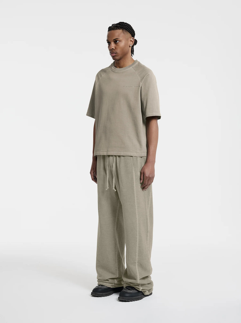 MOONLIGHT MANSION Washed Line T-Shirt Desert Yellow