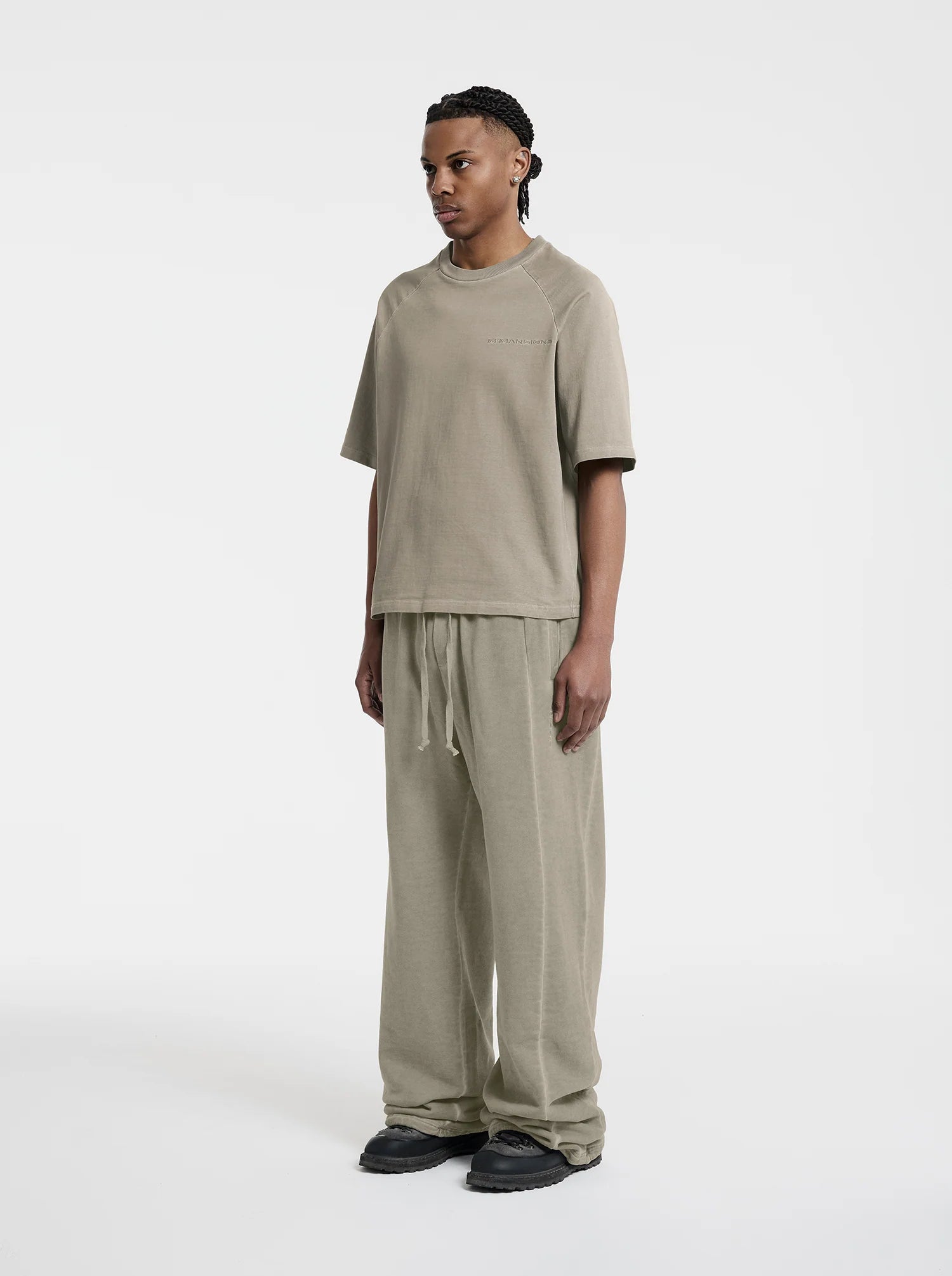 MOONLIGHT MANSION Washed Line T-Shirt Desert Yellow