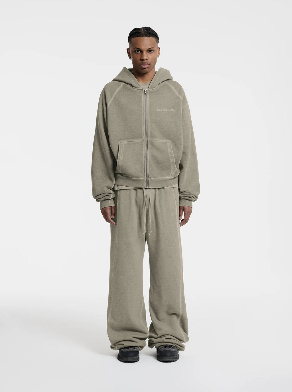 MOONLIGHT MANSION Washed Line Zip-up Desert Yellow