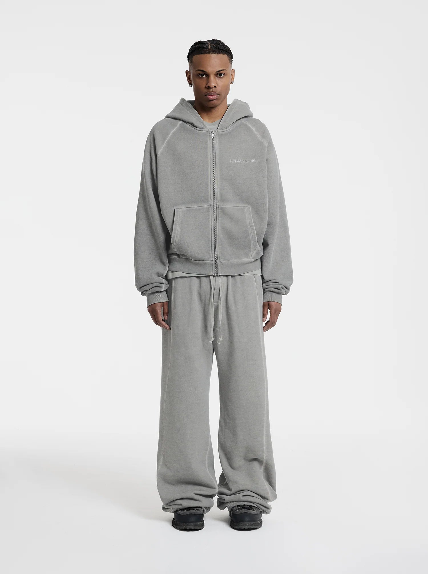 MOONLIGHT MANSION Washed Line Zip-up Ivory Beige