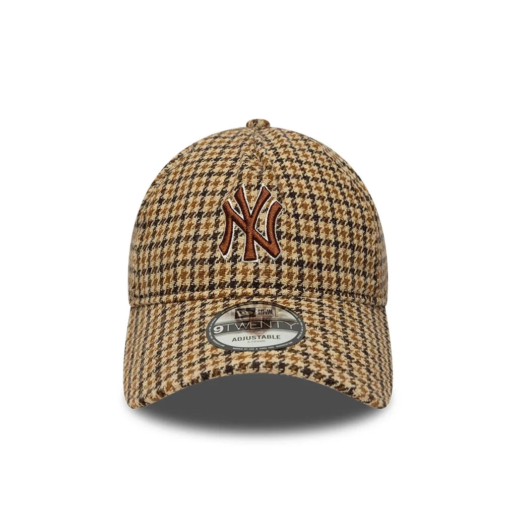 NEW ERA NY Yankees MLB Check Beige 9TWENTY A-Frame Adjustable Cap 60915795