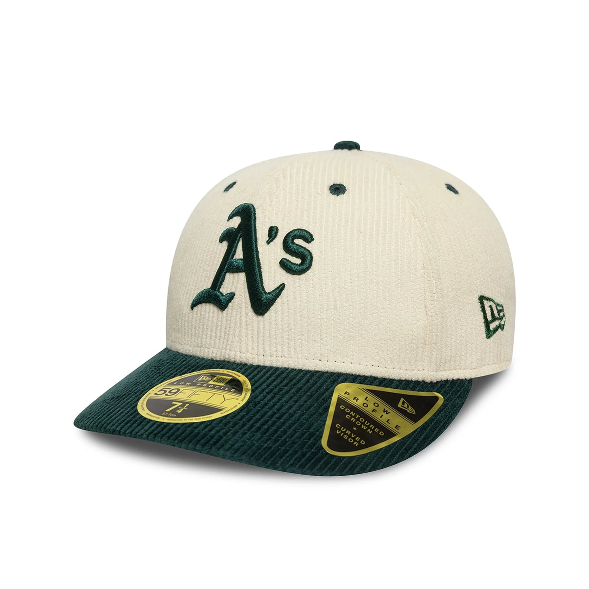 NEW ERA Oakland Athletic's Beige Green MLB Cord 59FIFTY LP Fitted Cap