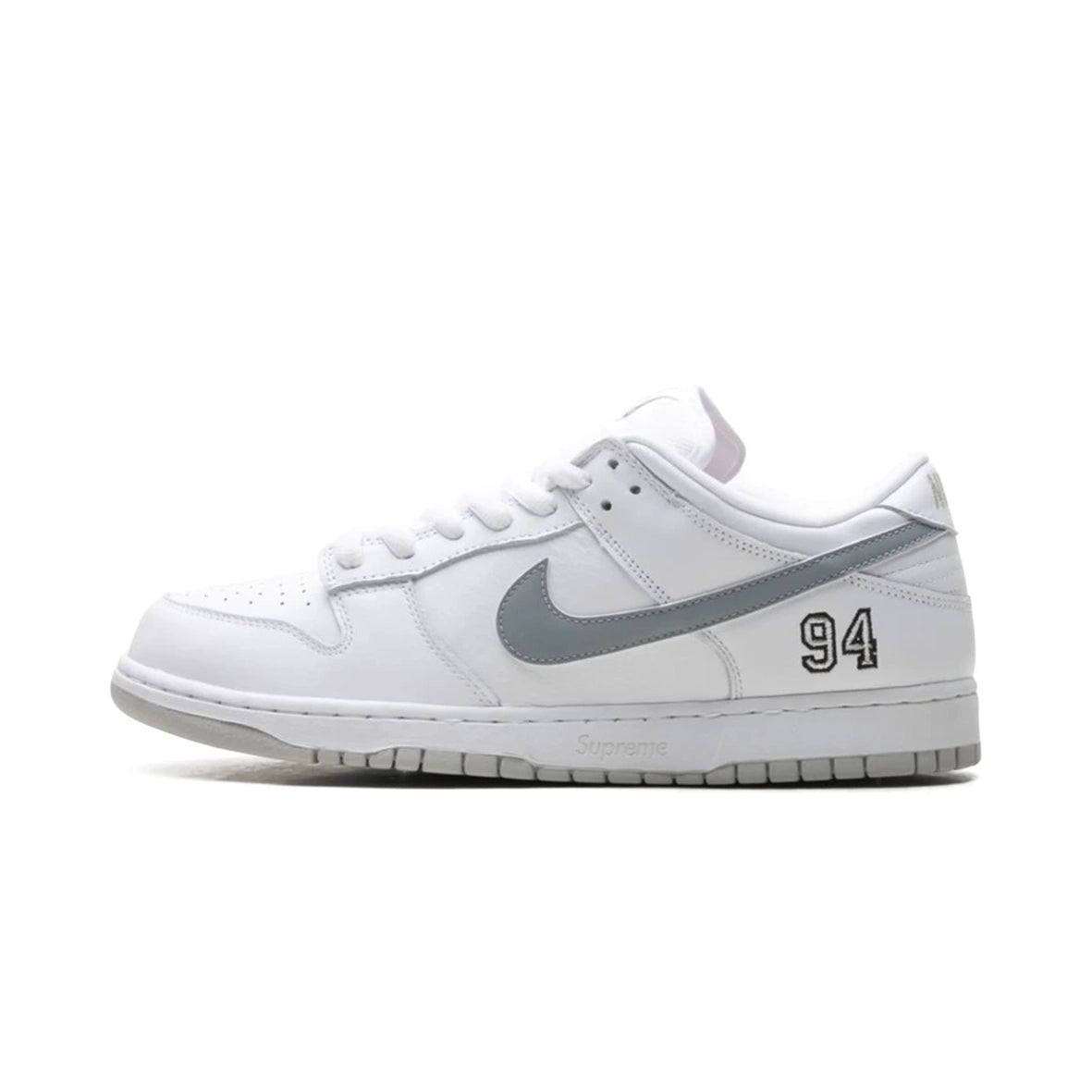 Nike SB Dunk Low Supreme 94 White Metallic Silver