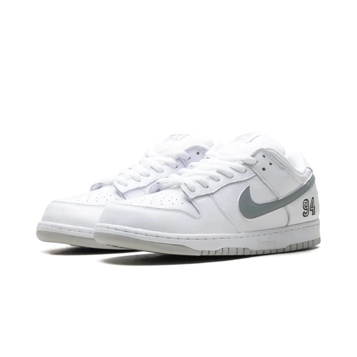 Nike SB Dunk Low Supreme 94 White Metallic Silver