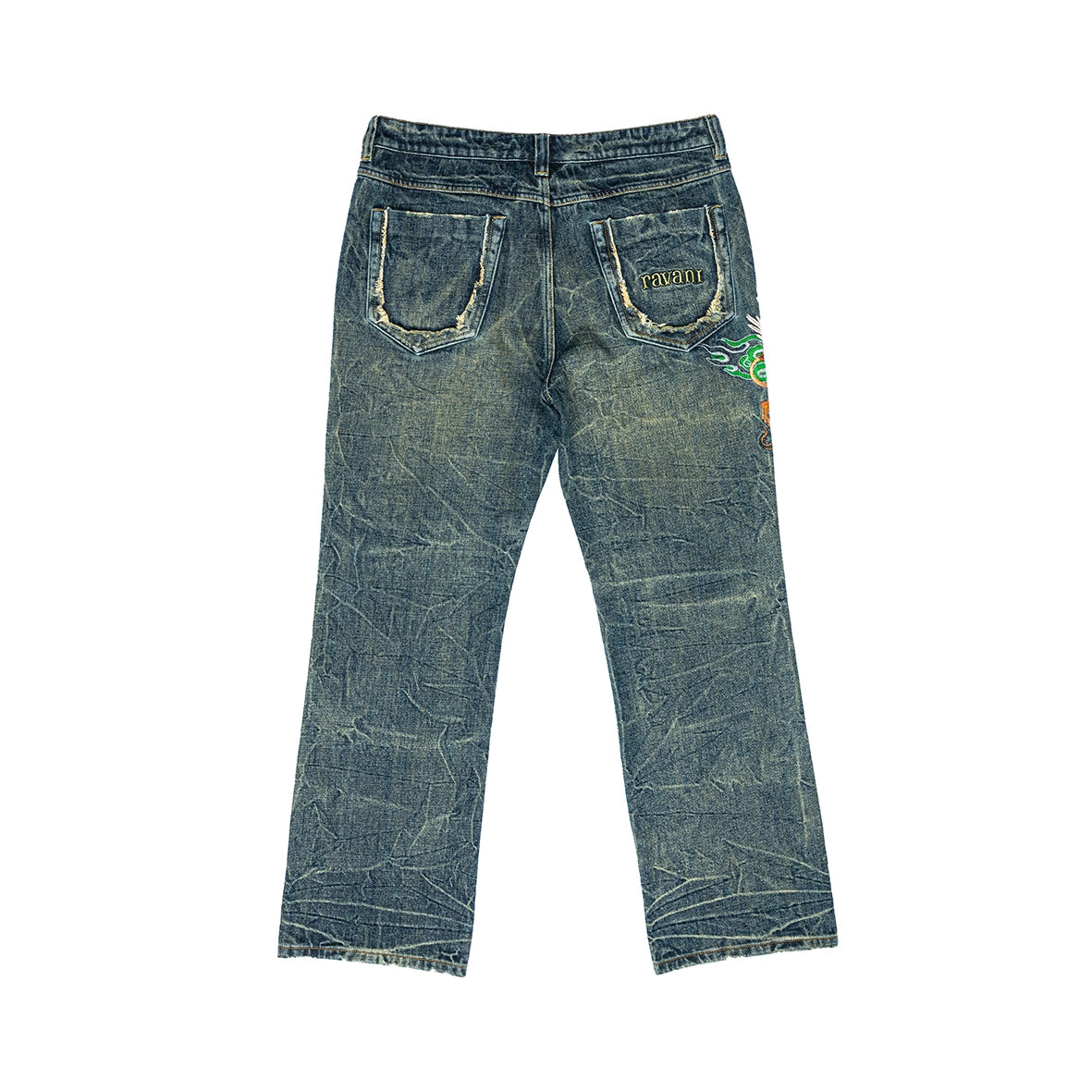 RAVANI Crouching Lion Blue Denim