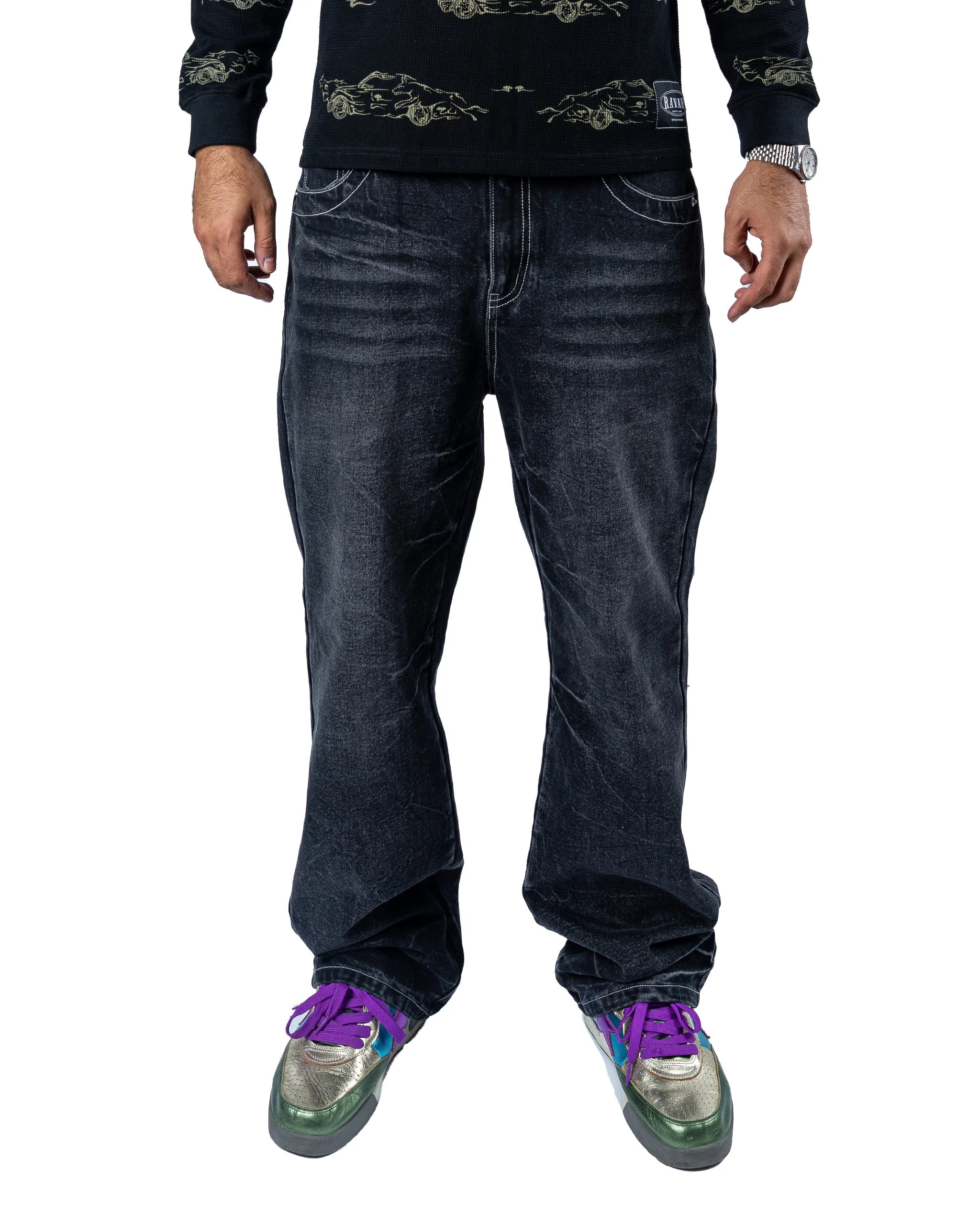 RAVANI Hidden Dragon Grey Denim