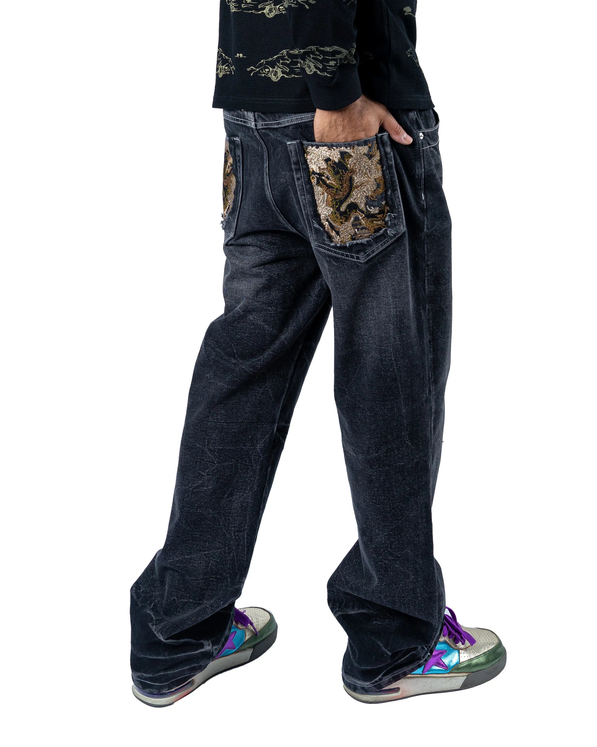 RAVANI Hidden Dragon Grey Denim