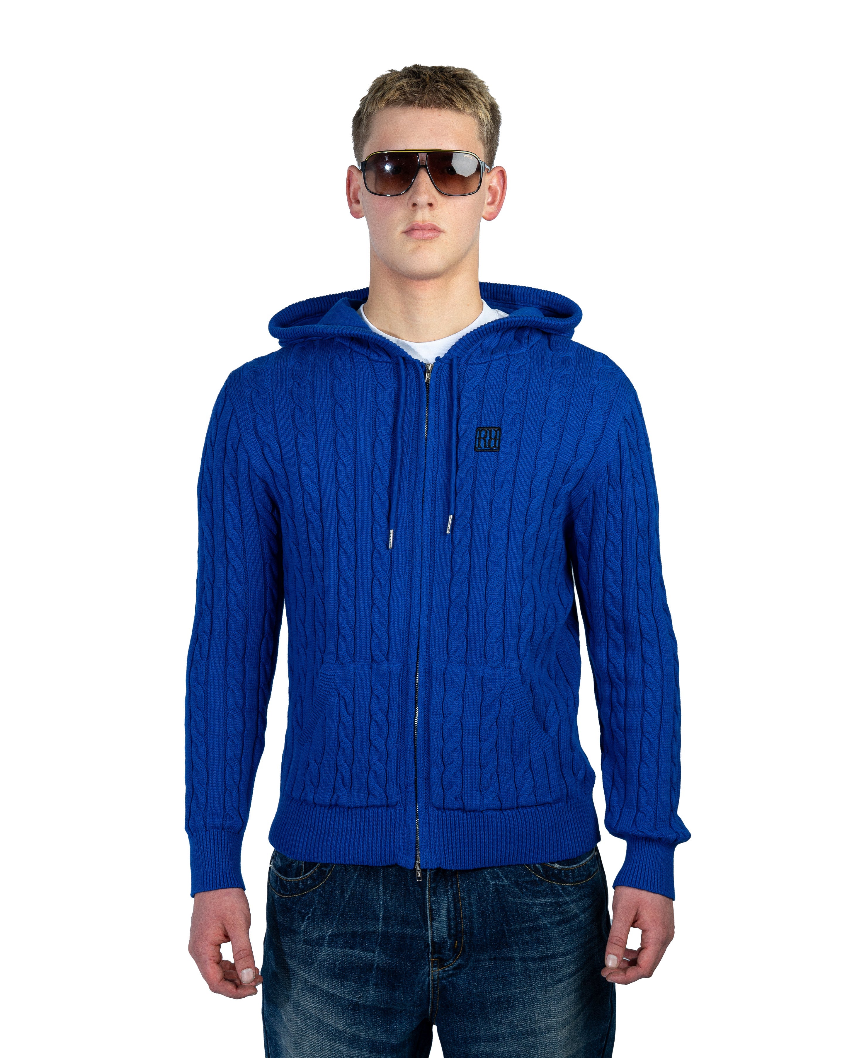 RAVANI Knit Hoodie Indigo Blue