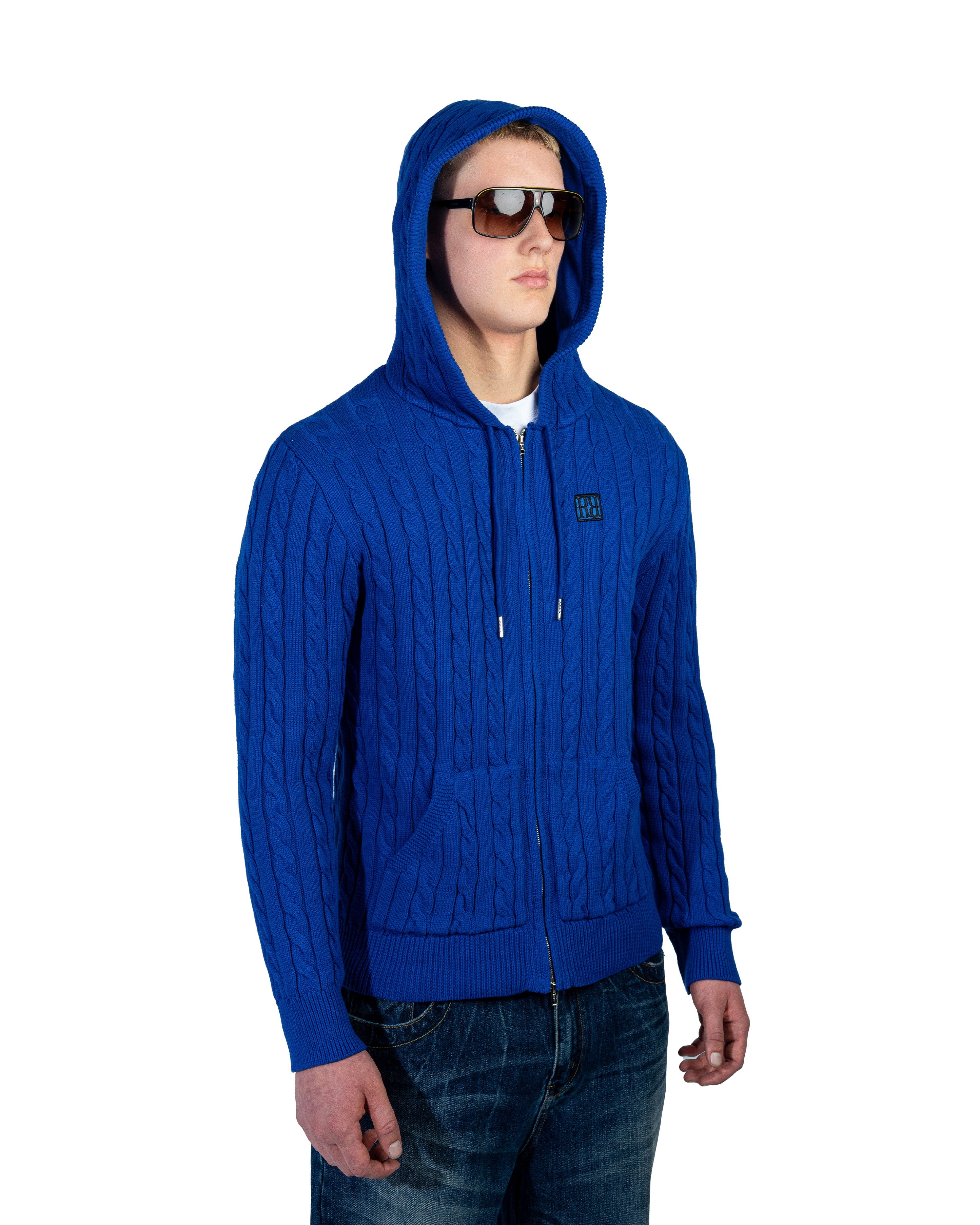 RAVANI Knit Hoodie Indigo Blue