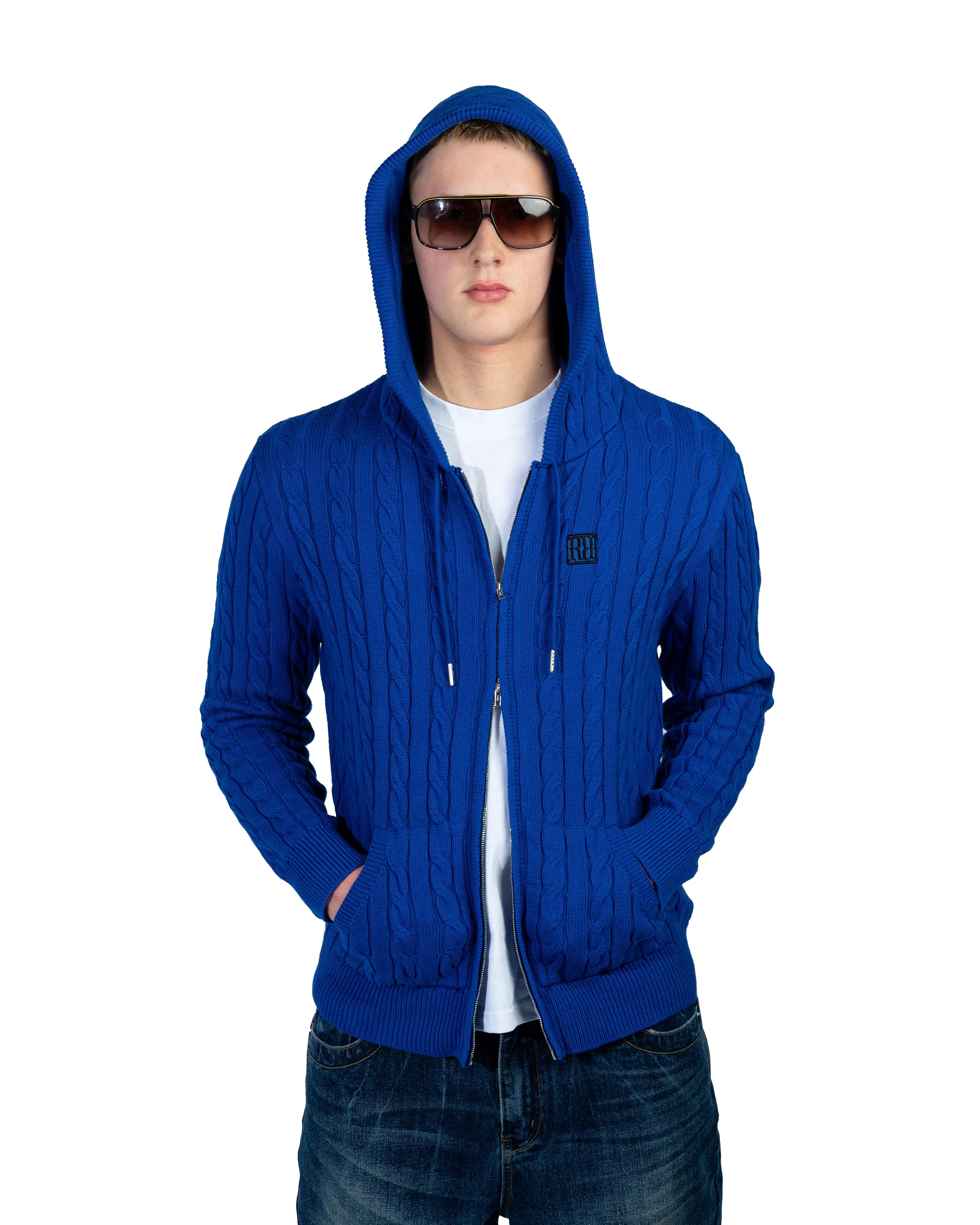 RAVANI Knit Hoodie Indigo Blue