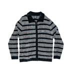 RAVANI RR Mohair Stripe Cardigan Grey Black