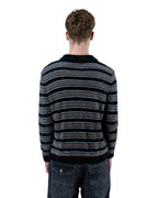 RAVANI RR Mohair Stripe Cardigan Grey Black