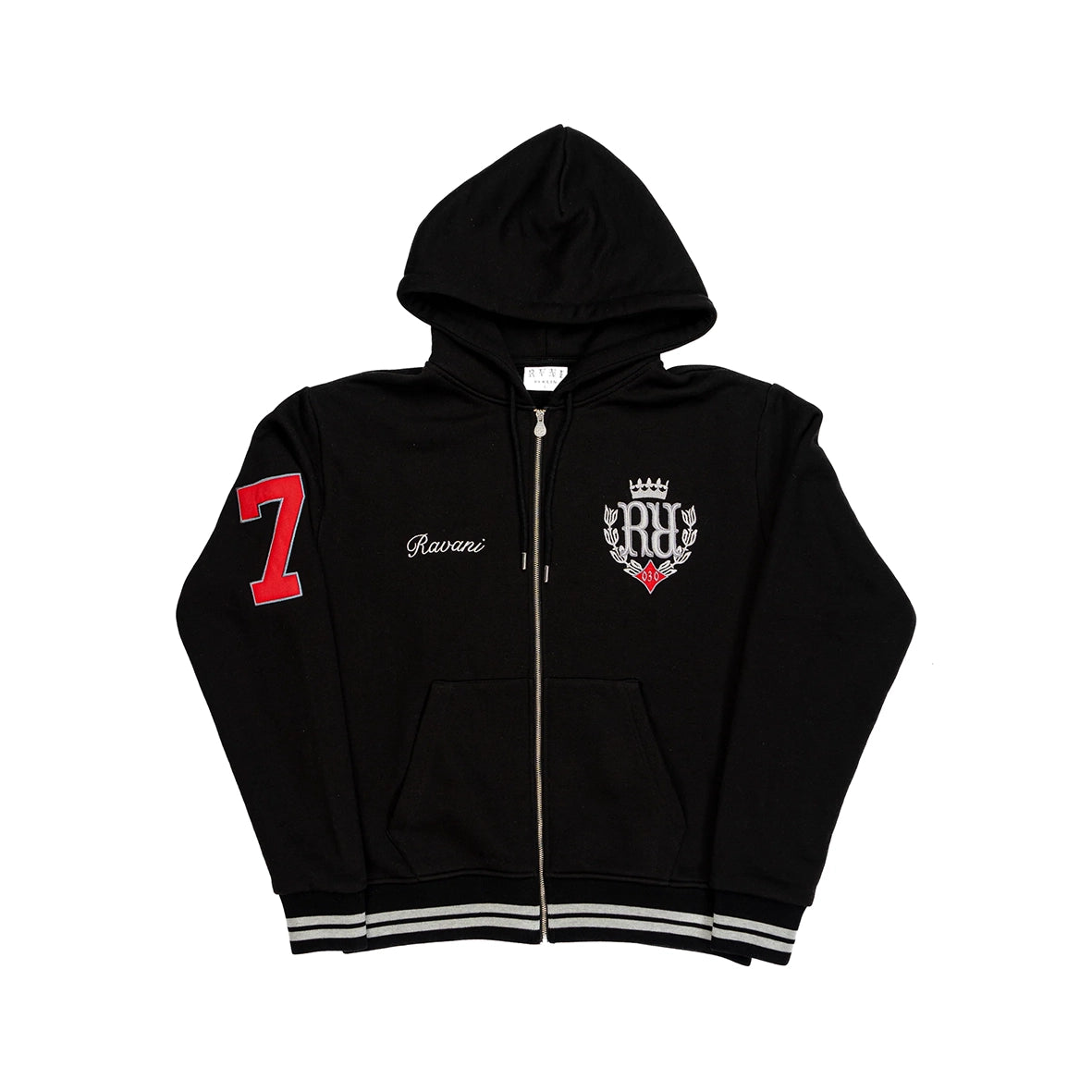 RAVANI RR Royal Polo Zip Hoodie Black