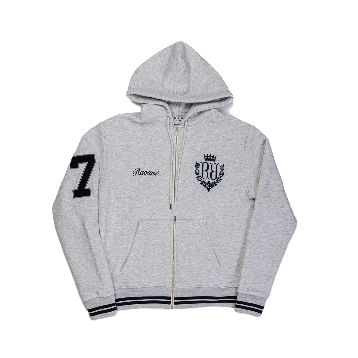 RAVANI RR Royal Polo Zip Hoodie Ash Grey