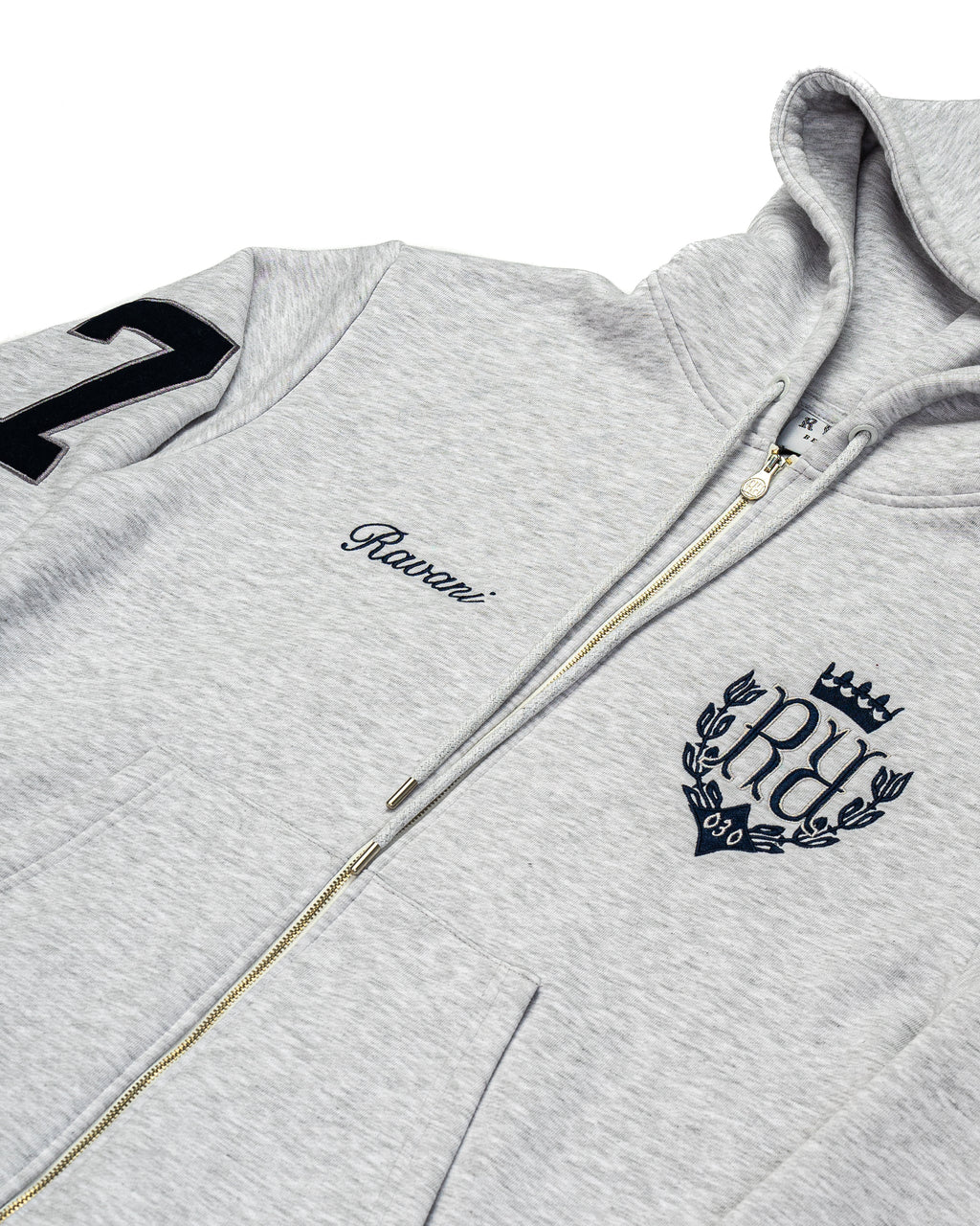 RAVANI RR Royal Polo Zip Hoodie Ash Grey