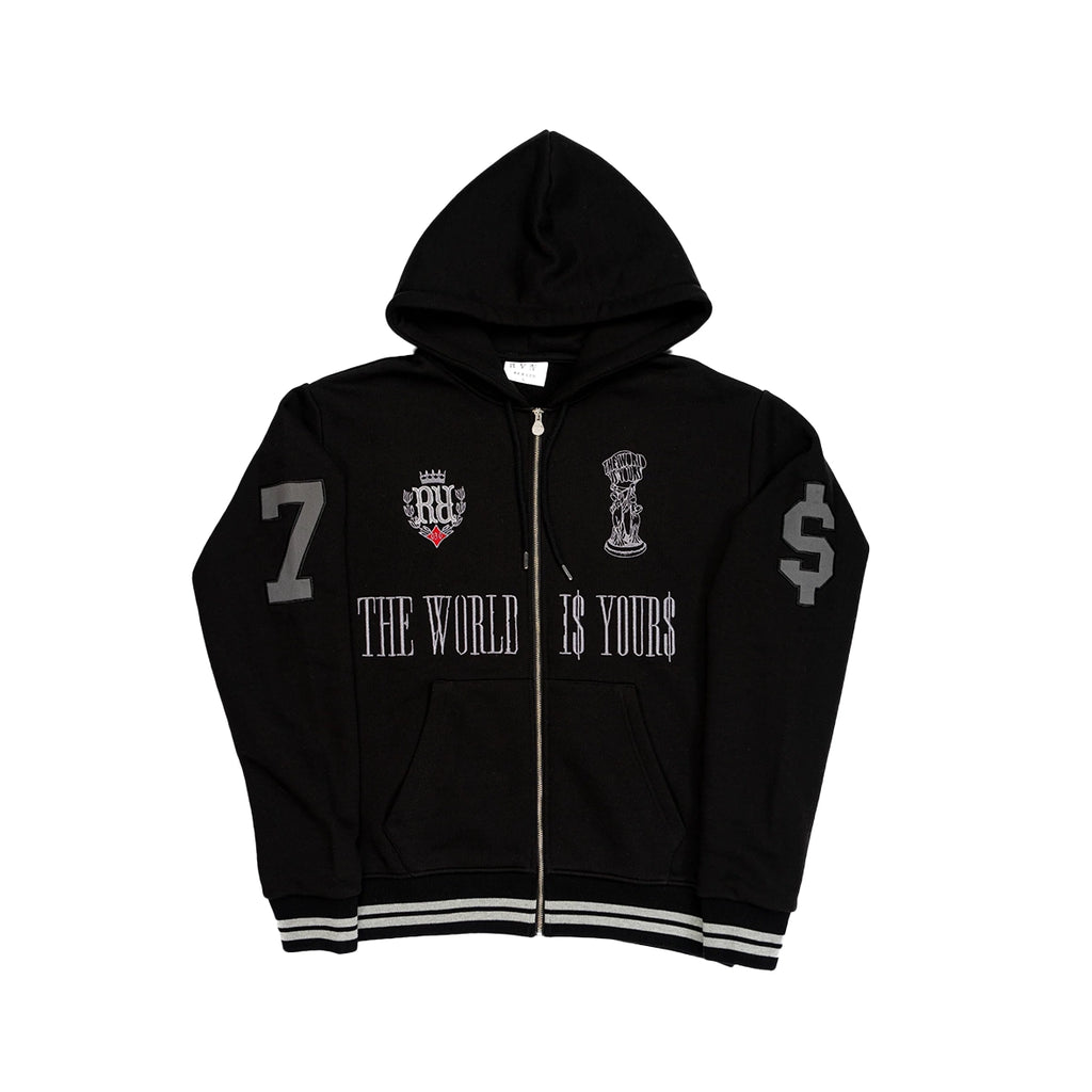 RAVANI The World is Yours Zip Hoodie Black