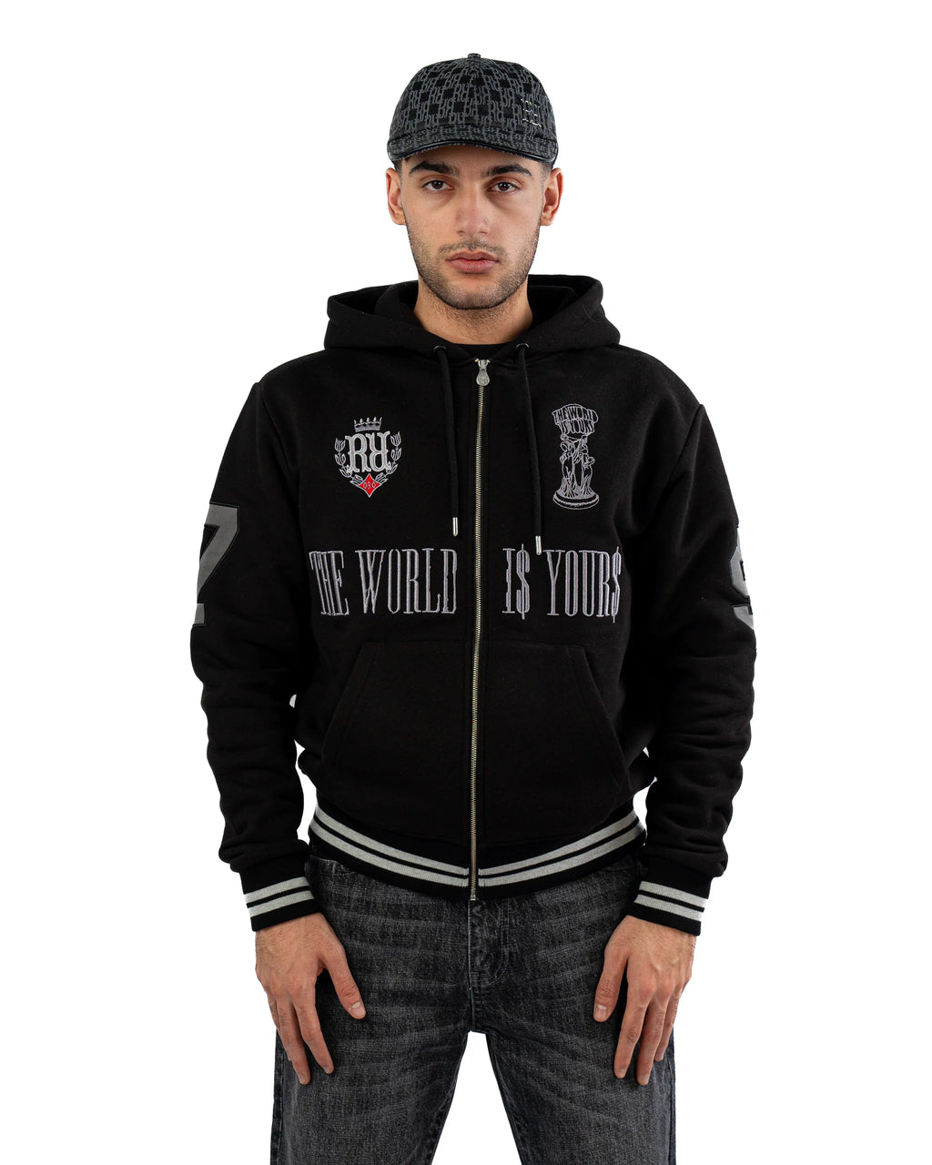 RAVANI The World is Yours Zip Hoodie Black