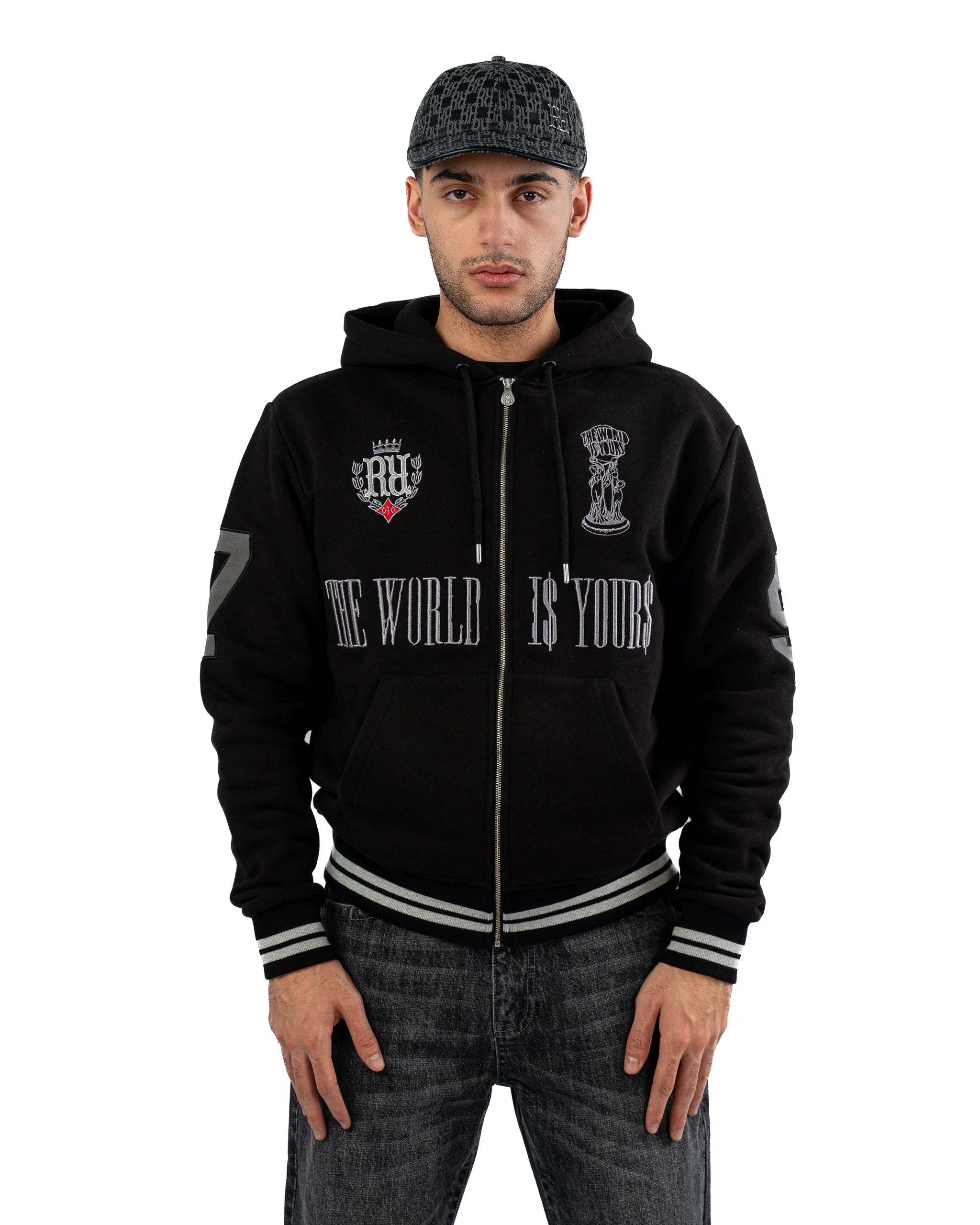 RAVANI The World is Yours Zip Hoodie Black