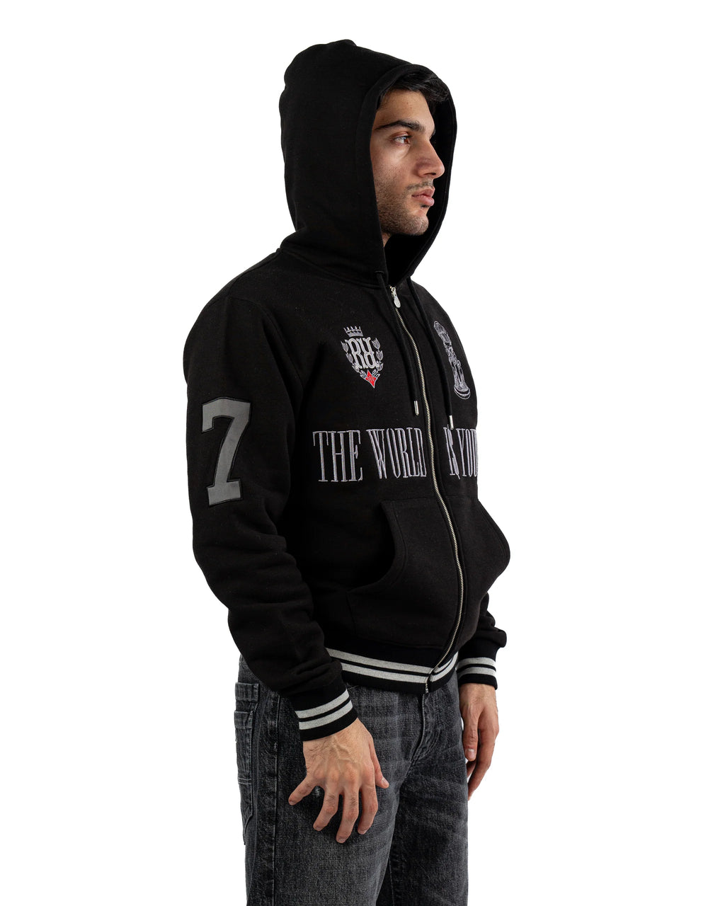 RAVANI The World is Yours Zip Hoodie Black