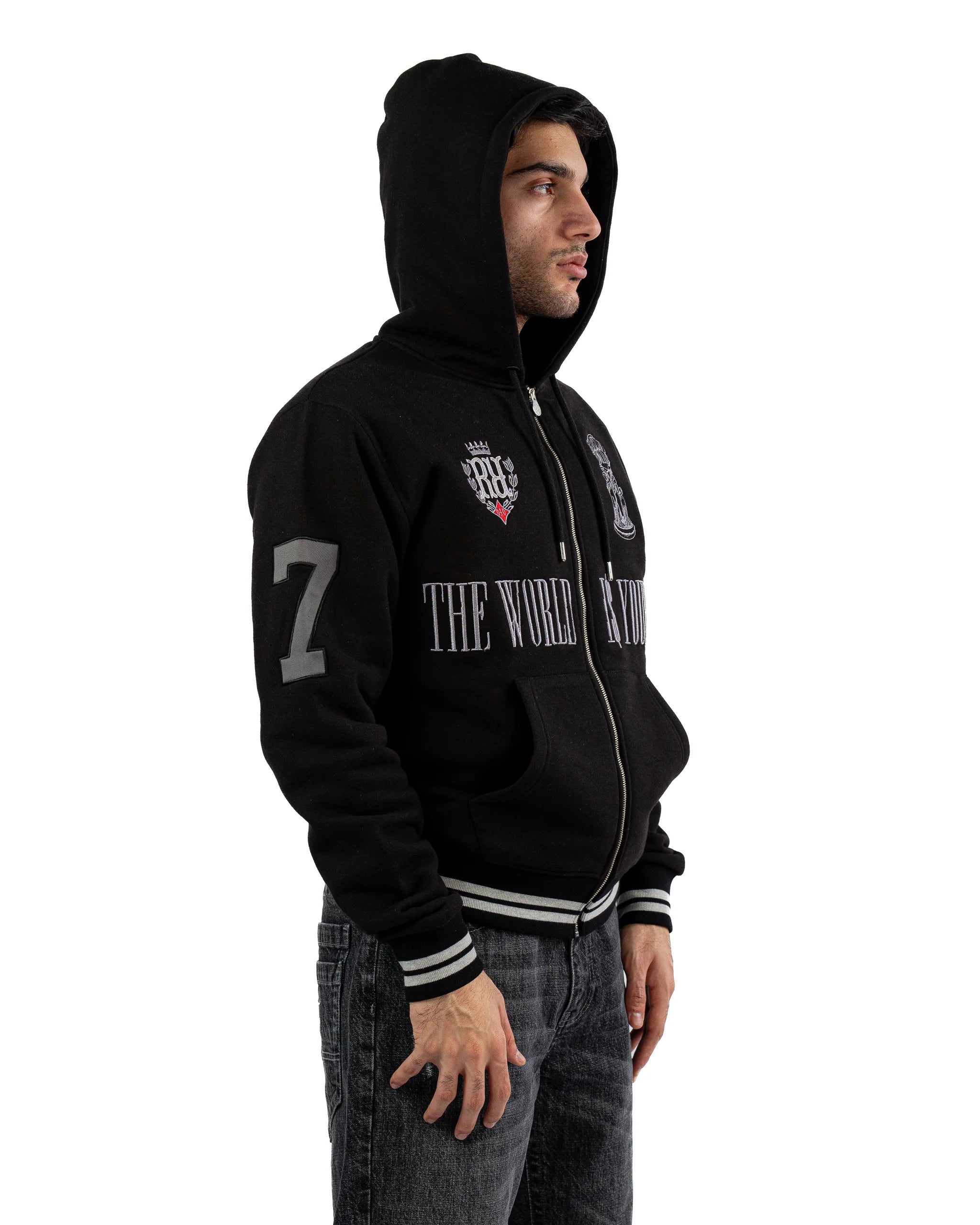 RAVANI The World is Yours Zip Hoodie Black