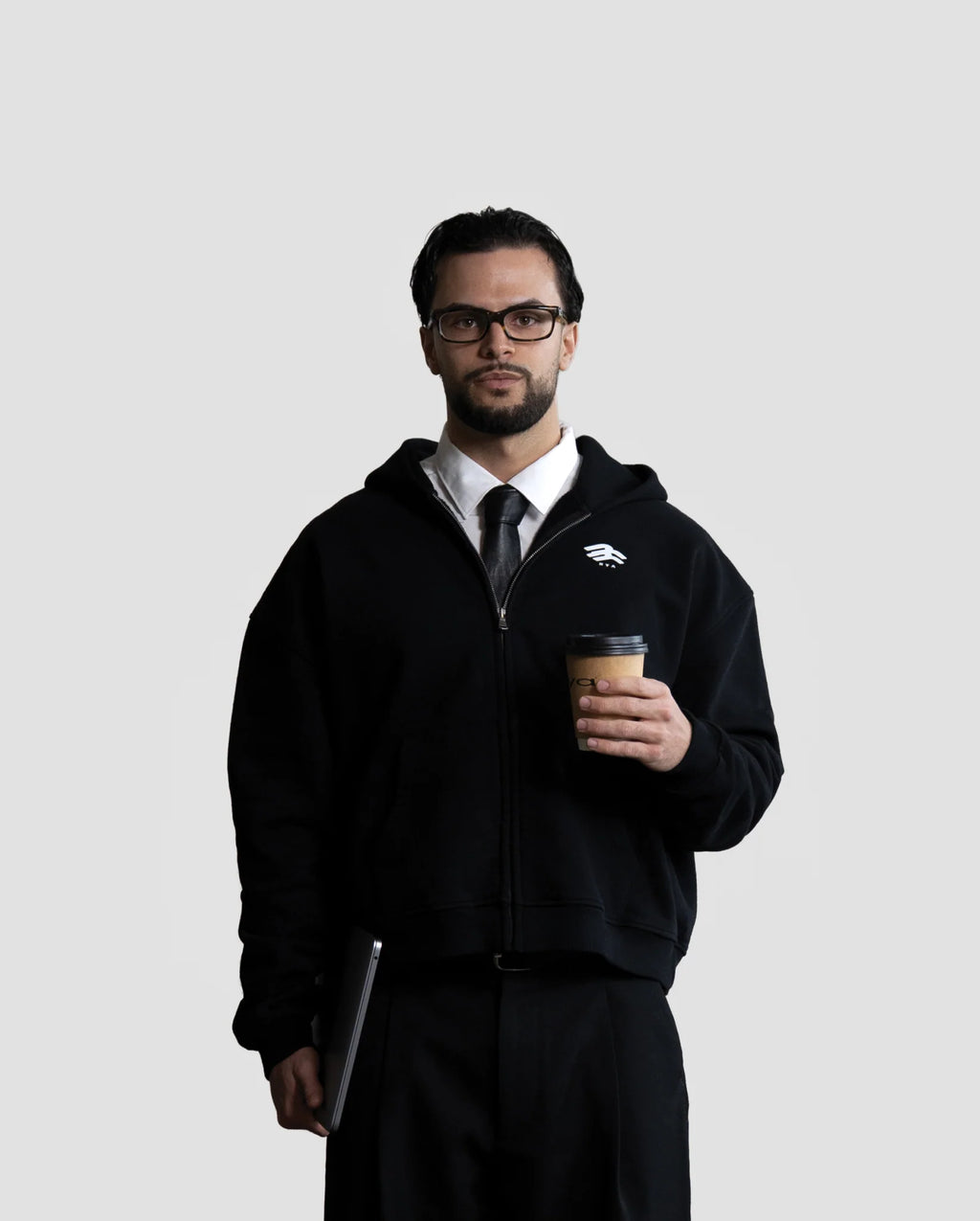 RYA Boxy Fit Zip Hoodie Black