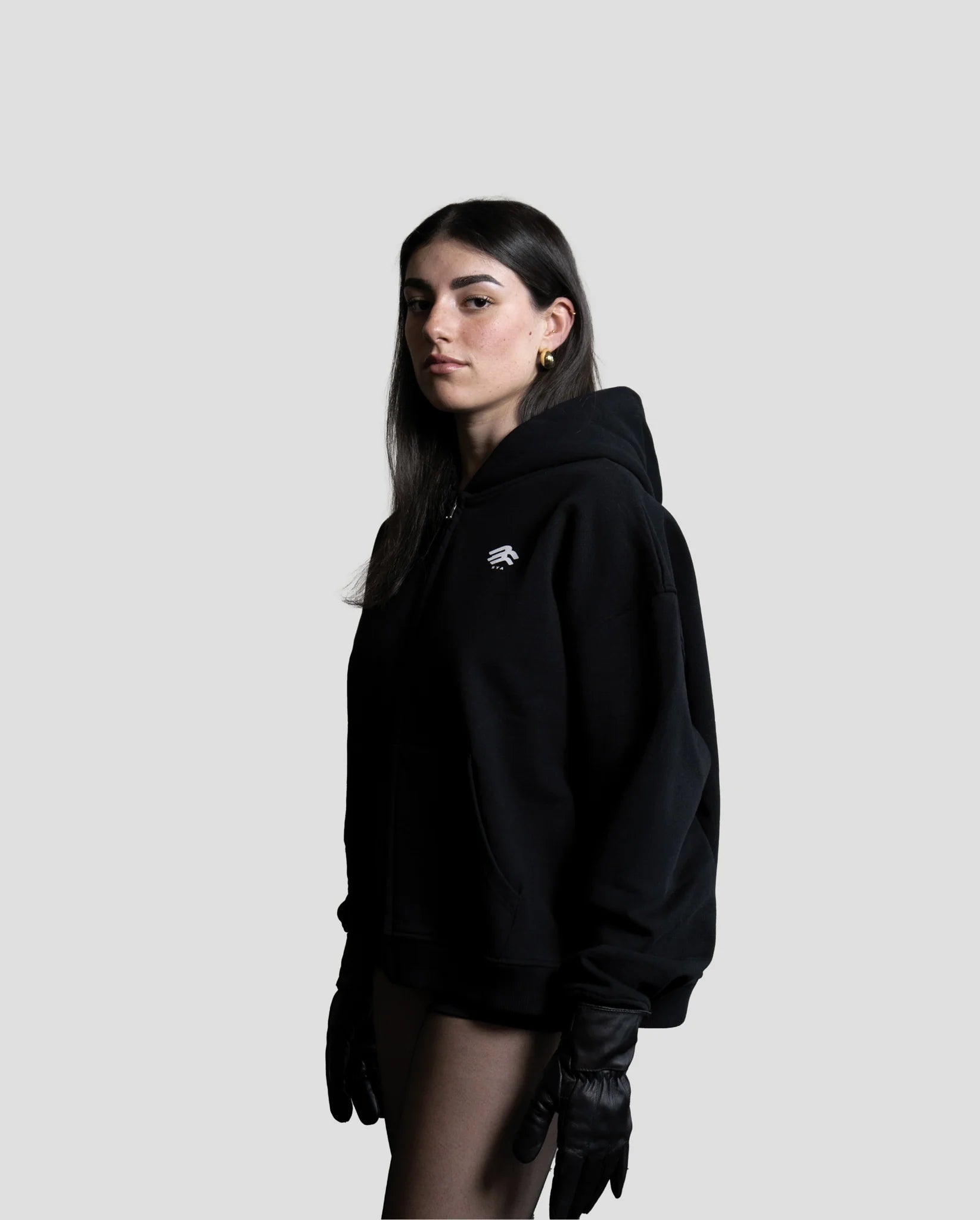 RYA Boxy Fit Zip Hoodie Black