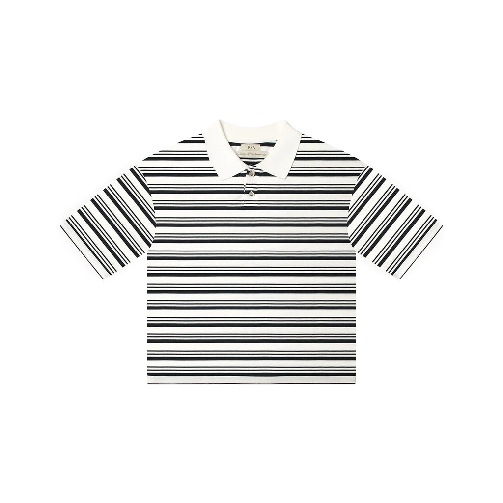 RYA Hamptons Polo Striped Black White